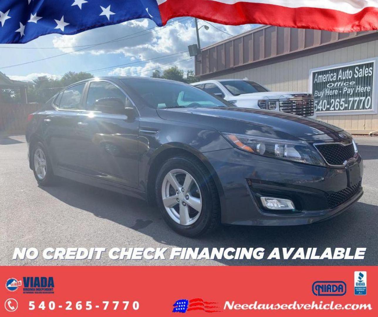 2015 GRAY KIA OPTIMA LX (5XXGM4A73FG) with an 2.4L engine, Automatic transmission, located at 2514 Williamson Rd NE, Roanoke, VA, 24012, (540) 265-7770, 37.294636, -79.936249 - NO CREDIT CHECK FINANCING WITH ONLY $3000 DOWN PAYMENT!!!! Check out our website www.needausedvehicle.com for our No Credit Check/ In House Financing options!! No Credit Check Available!!! In House Financing Available!!! All Clean Title Vehicles (no Salvaged or flooded vehicles ever on our lot)! - Photo#0