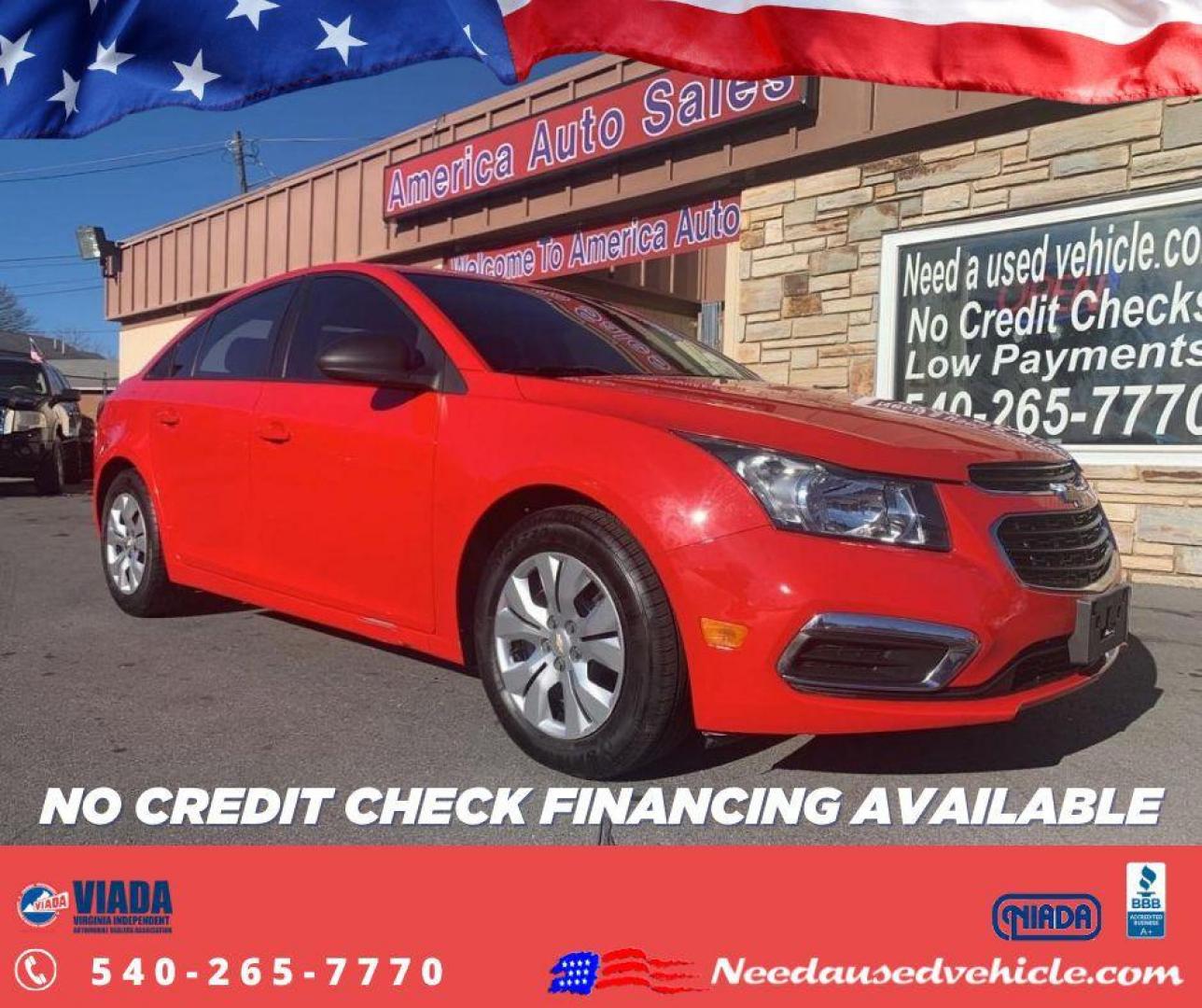 2015 RED CHEVROLET CRUZE LS (1G1PA5SH4F7) with an 1.8L engine, Automatic transmission, located at 2514 Williamson Rd NE, Roanoke, VA, 24012, (540) 265-7770, 37.294636, -79.936249 - Photo#0