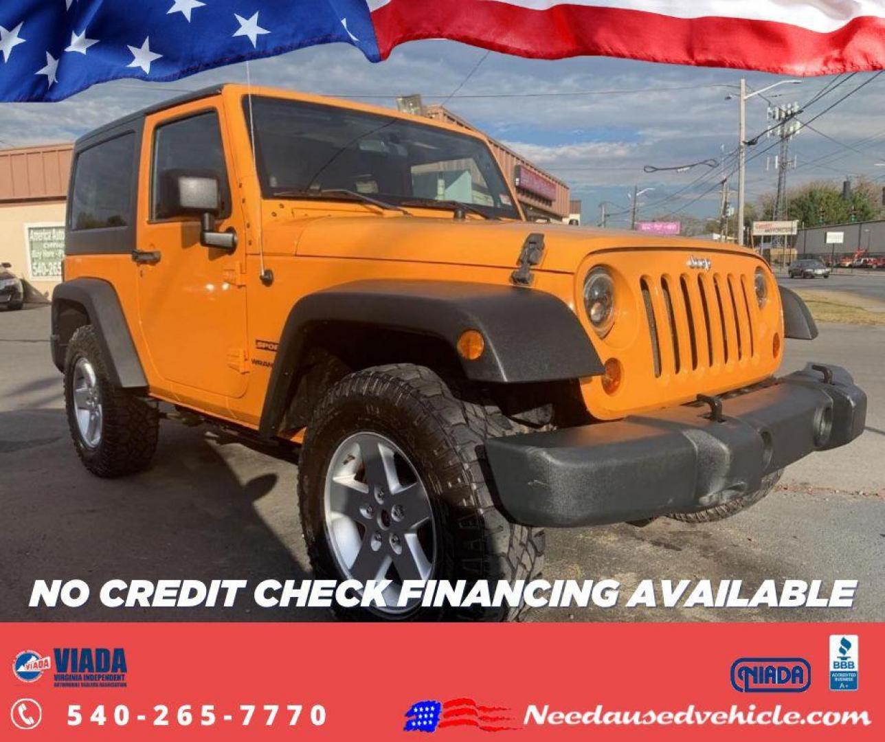 2012 YELLOW JEEP WRANGLER SPORT (1C4AJWAG5CL) with an 3.6L engine, Automatic transmission, located at 2514 Williamson Rd NE, Roanoke, VA, 24012, (540) 265-7770, 37.294636, -79.936249 - NO CREDIT CHECK FINANCING WITH ONLY $4000 DOWN PAYMENT!!!! Check out our website www.needausedvehicle.com for our No Credit Check/ In House Financing options!! No Credit Check Available!!! In House Financing Available!!! All Clean Title Vehicles (no Salvaged or flooded vehicles ever on our lot)! - Photo#0