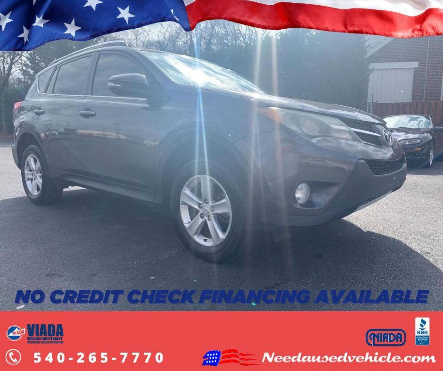2013 GRAY TOYOTA RAV4 XLE (2T3WFREV3DW) with an 2.5L engine, Automatic transmission, located at 2514 Williamson Rd NE, Roanoke, VA, 24012, (540) 265-7770, 37.294636, -79.936249 - NO CREDIT CHECK FINANCING WITH ONLY $3200 DOWN PAYMENT!!!! Check out our website www.needausedvehicle.com for our No Credit Check/ In House Financing options!! No Credit Check Available!!! In House Financing Available!!! All Clean Title Vehicles (no Salvaged or flooded vehicles ever on our lot)! - Photo #0